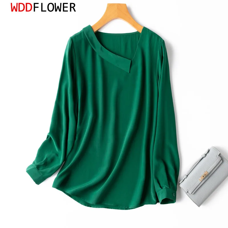 Women 100% Mulberry Silk Crepe Silk 16 Momme Color Green Long Sleeve V Neck Top Shirt Blouse MM516 
Women 100% Mulberry Silk Crepe Silk 16 Momme Color Green Long Sleeve V Neck Top Shirt Blouse MM516