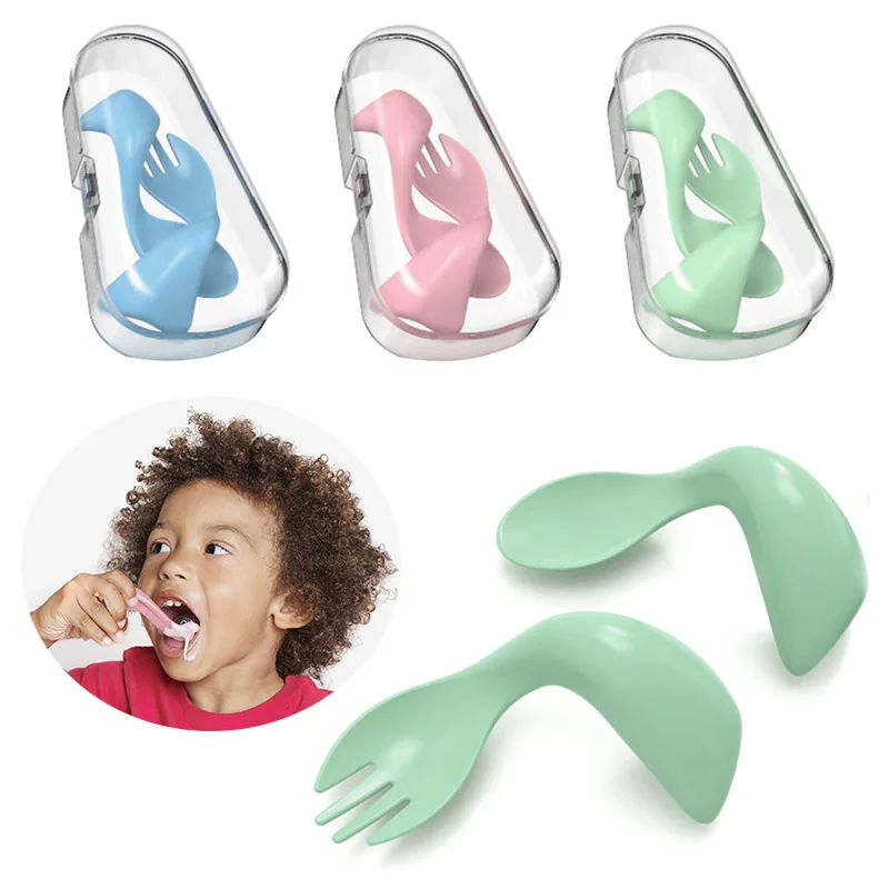 2Pcs/Set New Baby Twist Spoon Fork Set Portable Toddler Learn Eating Training Utensil Child Tableware Curved Spoon Fork Solid
2Pcs/Set New Baby Twist Spoon Fork Set Portable Toddler Learn Eating Training Utensil Child Tableware Curved Spoon Fork Solid