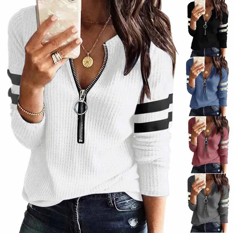 New Spring Fall Stripe Big Zipper Retro Sweater Long Sleeve Sweater Fashion Loose Pullover Womens Winter Sweaters Warm T-shirt
New Spring Fall Stripe Big Zipper Retro Sweater Long Sleeve Sweater Fashion Loose Pullover Womens Winter Sweaters Warm T-shirt