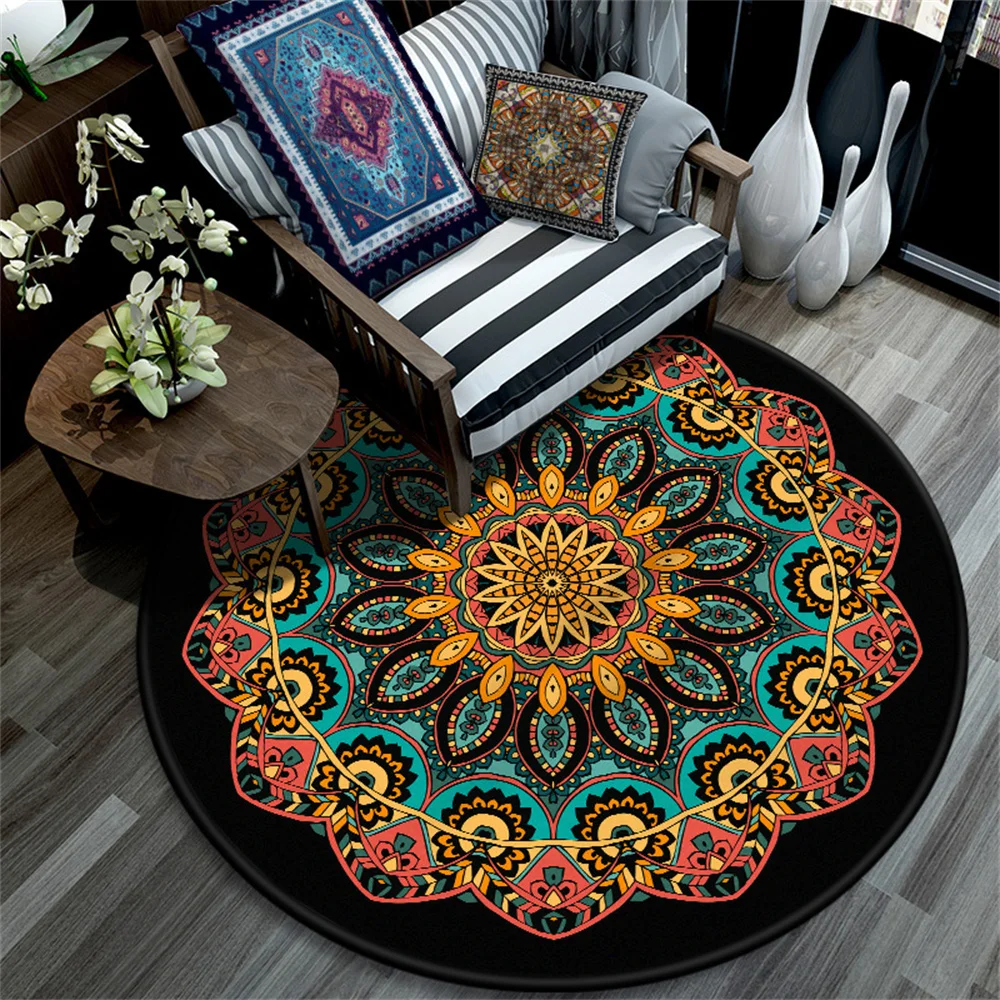 Mandala Carpet Fashion Flower Home Decor Anti-slip Dirt Resistant Mat Large Area Floor Rug Retro Round Carpet For Living Room
Mandala Carpet Fashion Flower Home Decor Anti-slip Dirt Resistant Mat Large Area Floor Rug Retro Round Carpet For Living Room