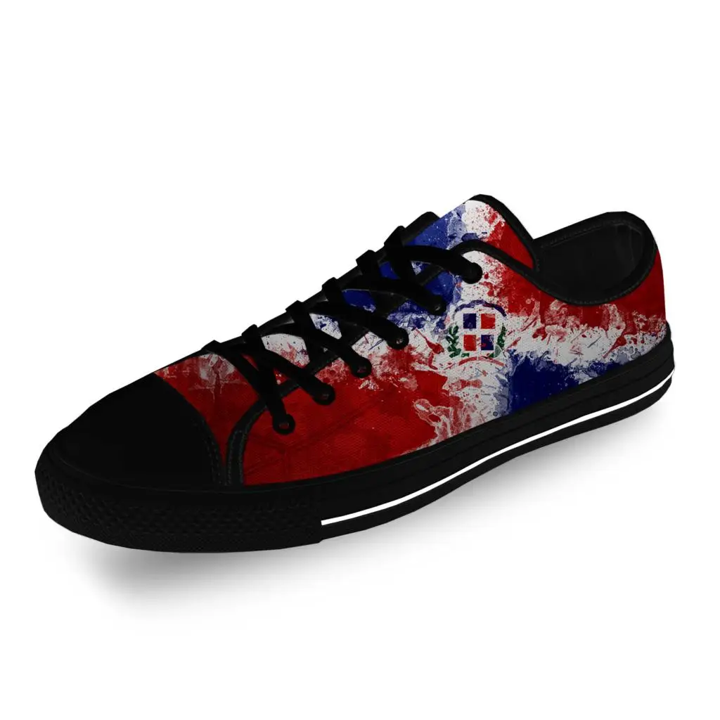 

Dominican Republic Pride Flag Patriotic Casual Cloth 3D Print Low Top Canvas Shoes Men Women Lightweight Breathable Sneakers