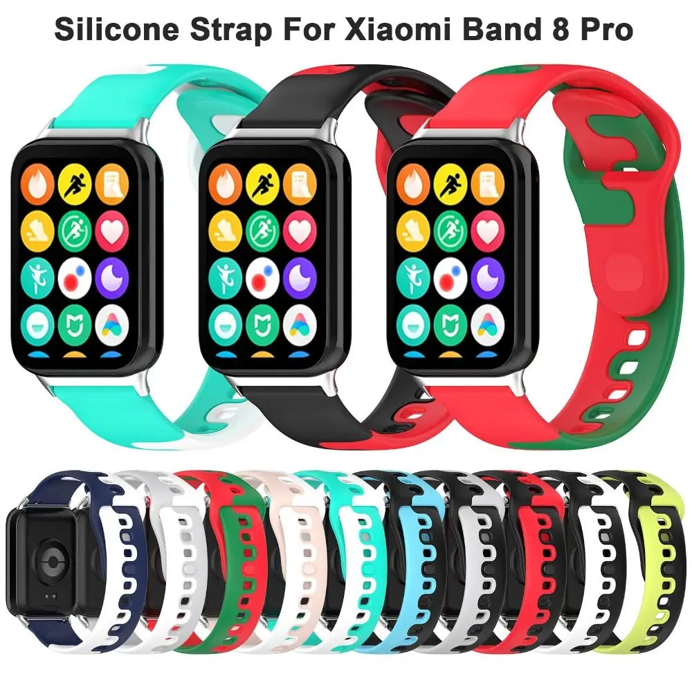 

Сменный силиконовый ремешок для часов, аксессуары, двухцветный ремешок для часов, креативный красочный браслет для смарт-часов Xiaomi Band 8 Pro