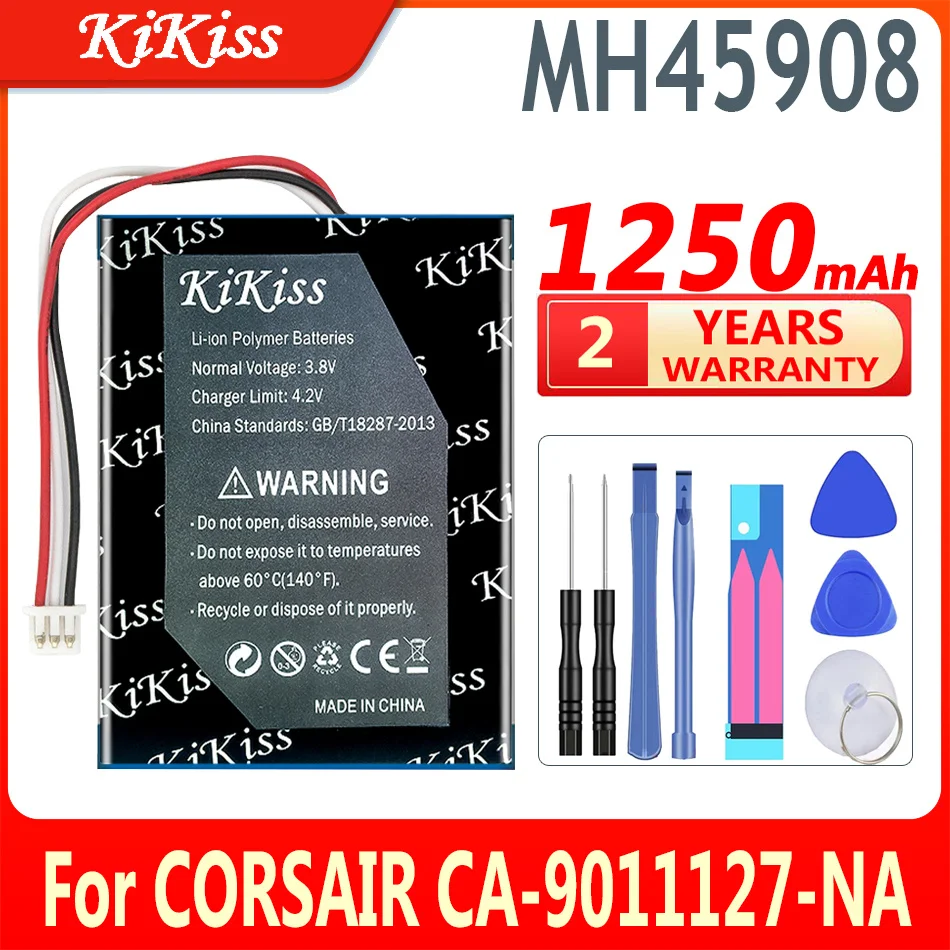 

1250mAh KiKiss Powerful Battery For CORSAIR CA-9011127-NA 9011136-AP For Garmin MH45908 H2100 Dolby 7.1 Bateria