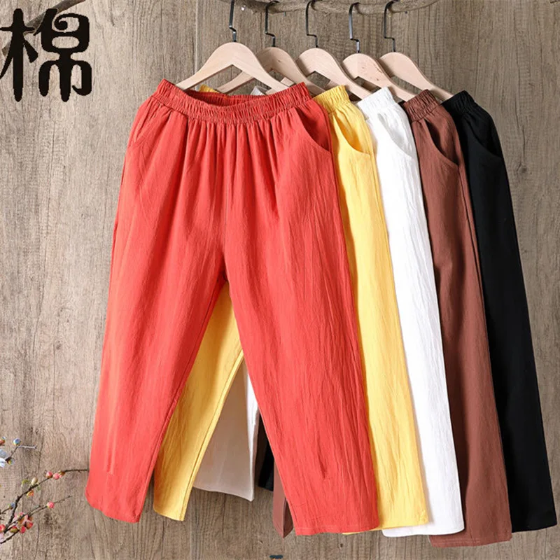 Oversize Women Elastic Waist Ankle Pants Casual Cotton and Linen Pants Loose Capri Harem Trousers Female Summer Solid Color Pant
Oversize Women Elastic Waist Ankle Pants Casual Cotton and Linen Pants Loose Capri Harem Trousers Female Summer Solid Color Pant
