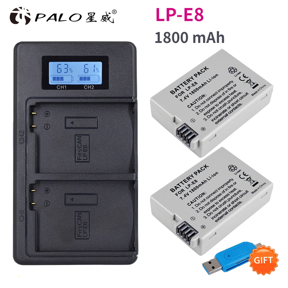 PALO 1800mah LP-E8 LP E8 LPE8 Camera Battery for Canon EOS 550D 600D 650D 700D Kiss X4 X5 X6i X7i Rebel T2i T3i T4i T5i Batterie
PALO 1800mah LP-E8 LP E8 LPE8 Camera Battery for Canon EOS 550D 600D 650D 700D Kiss X4 X5 X6i X7i Rebel T2i T3i T4i T5i Batterie