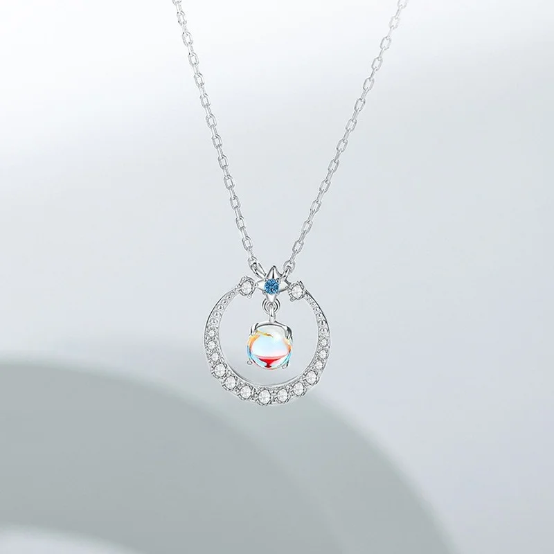 Romantic Flash Diamond Star Ring Necklaces 925 Sterling Silver Moonstone Round Charm Pendant Choker Necklace Jewelry For Women
Romantic Flash Diamond Star Ring Necklaces 925 Sterling Silver Moonstone Round Charm Pendant Choker Necklace Jewelry For Women