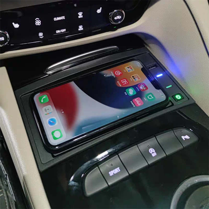 

15 Вт автомобильное беспроводное зарядное устройство QI, зарядное устройство для телефона, панель для быстрой зарядки, держатель для телефона, аксессуары для Buick Regal gs 2017-2022