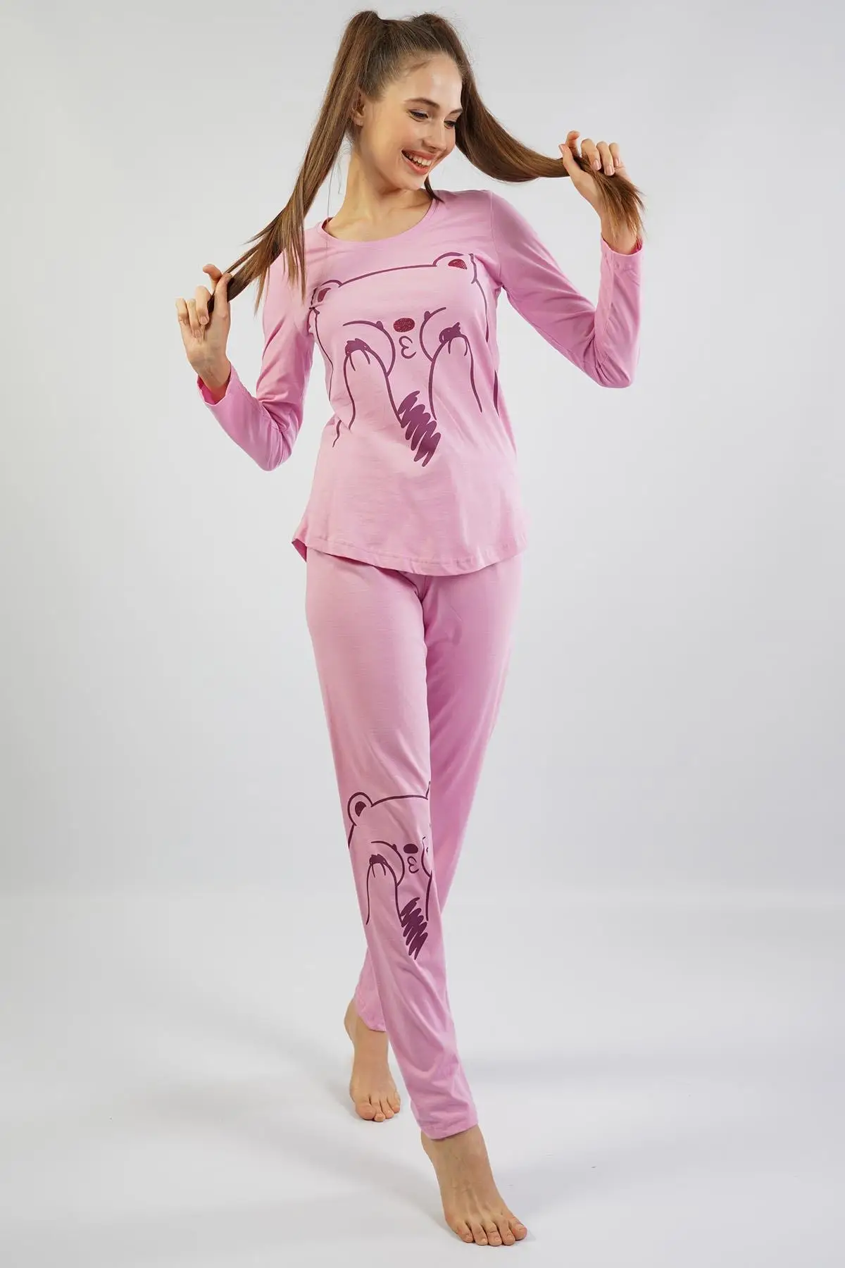 Women's Pajamas Bear Patterned Combed Cotton Sleep Lounge Pajamas Nightwear Nightwear Nightwear Casual Home Clothing
Women's Pajamas Bear Patterned Combed Cotton Sleep Lounge Pajamas Nightwear Nightwear Nightwear Casual Home Clothing