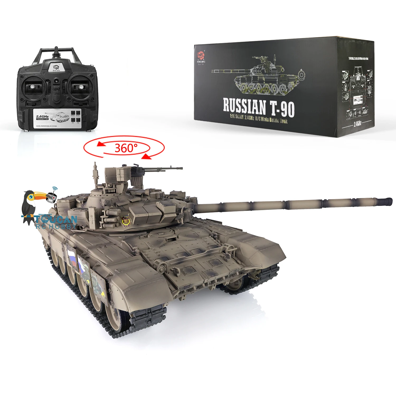 

Heng Long 1/16 Yellow 7.0 Russia T90 RC Tank 3938 360° Turret Metal Tracks BB IR Battle Smoke Effect Adult Toys TH17866-SMT8
