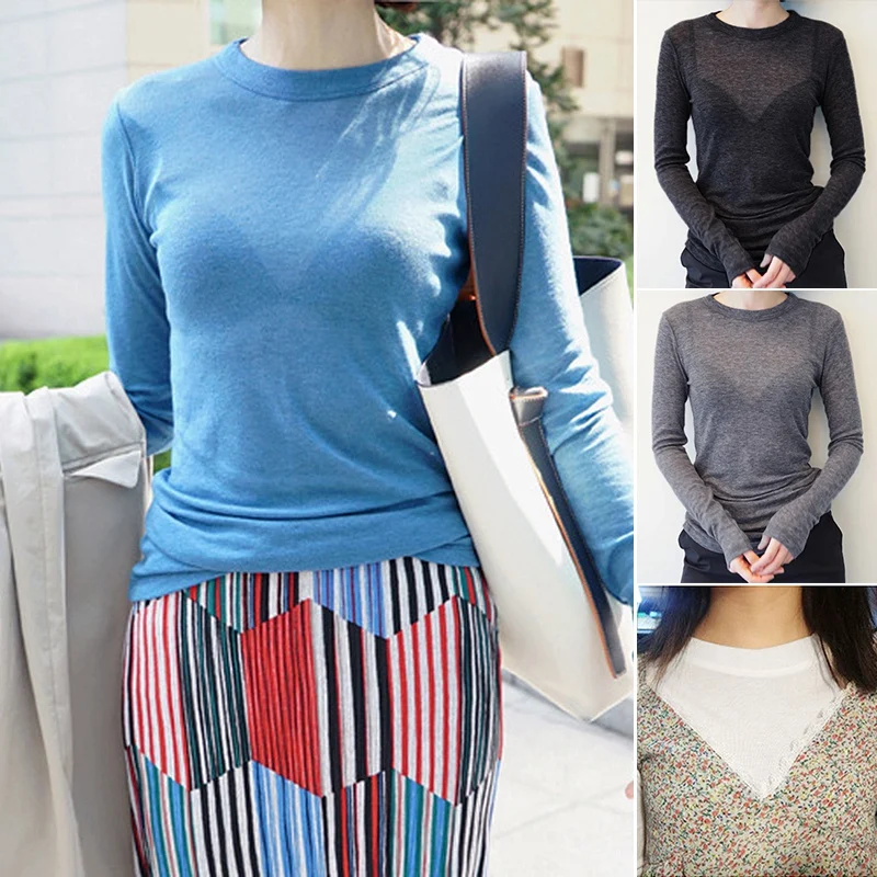 Plain T Shirt Women Cotton Elastic Basic T-Shirts Female Casual Tops Long Sleeve Sexy Thin T-Shirt See Through
Plain T Shirt Women Cotton Elastic Basic T-Shirts Female Casual Tops Long Sleeve Sexy Thin T-Shirt See Through
