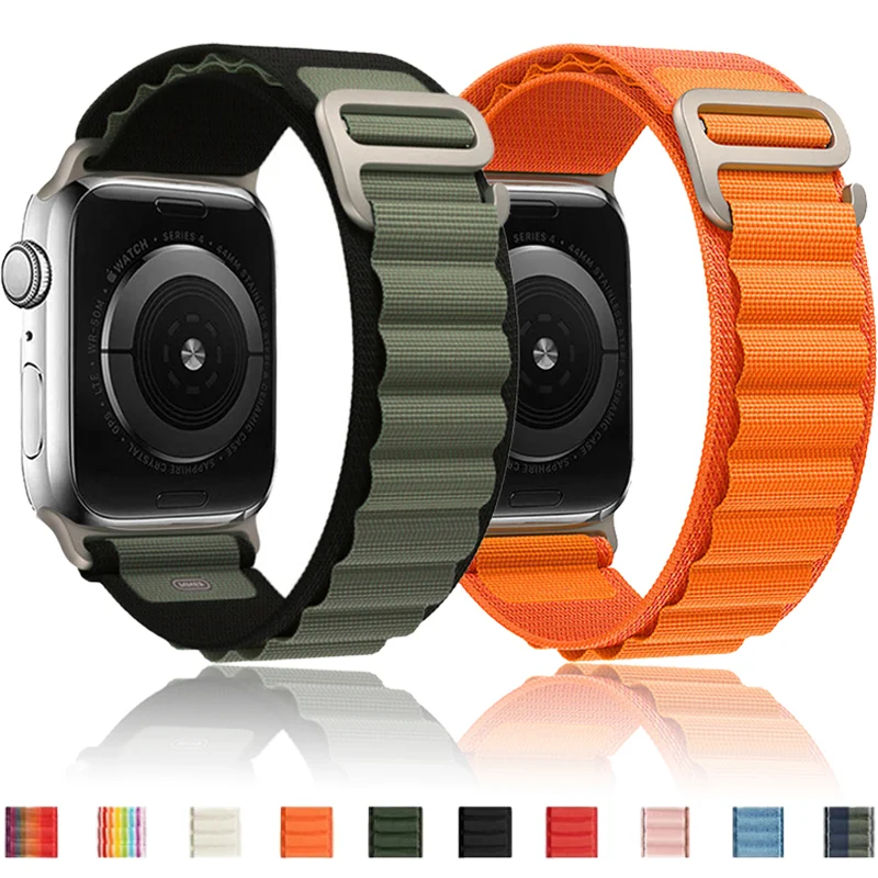 

Ремешок Alpine для apple watch band 49 мм 45 мм 44 мм 41 мм 40 мм, нейлоновый браслет для наручных часов iwatch series 3 5 6 SE 7 8 Ultra