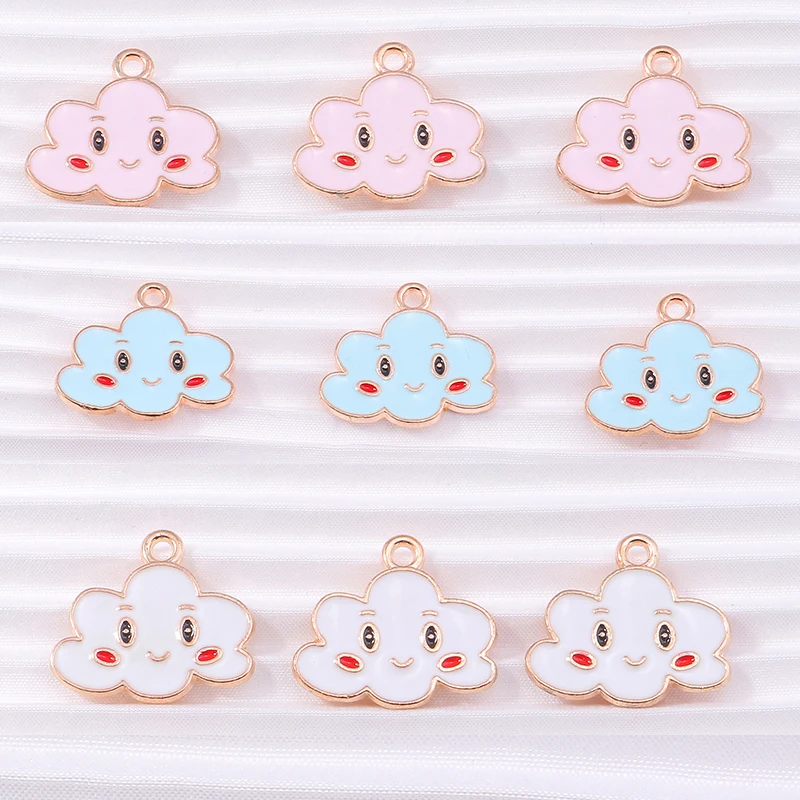 

10pcs 19x17mm Cartoon Enamel Smile Clouds Charms for Jewelry Making Girls Cute Drop Earrings Pendants Necklaces DIY Crafts Gifts