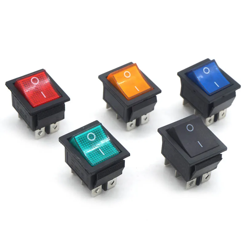 Latching Rocker Switch Power Switch I/O 4 Pins and 6 Pins With Light 16A 250VAC 20A 125VAC KCD4
Latching Rocker Switch Power Switch I/O 4 Pins and 6 Pins With Light 16A 250VAC 20A 125VAC KCD4