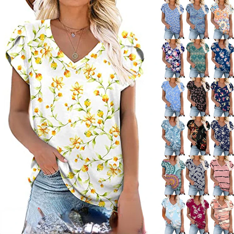 Women's 2022 Spring and Summer New Printed V-neck Short-sleeved T-shirt Loose Casual Top
Women's 2022 Spring and Summer New Printed V-neck Short-sleeved T-shirt Loose Casual Top