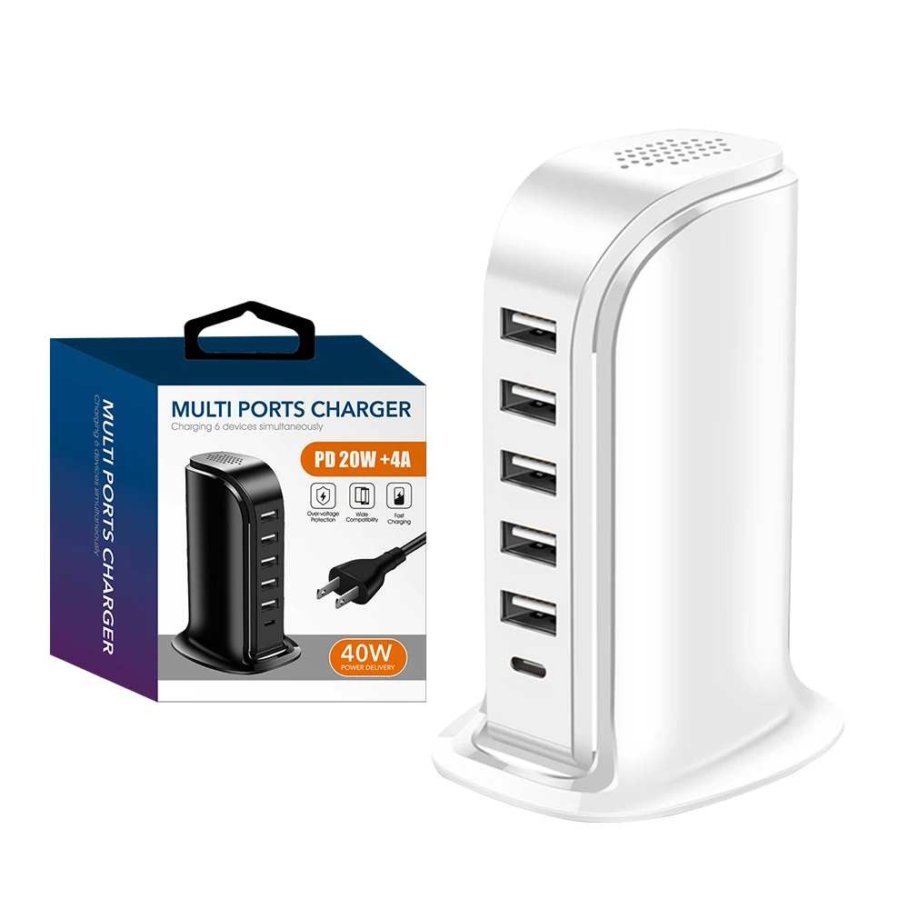 Multi 6 Port USB Charger 40W USB Charging Station High Power PD 20W USB C Charger Smart Fast Phone USB Charger for iPhone
Multi 6 Port USB Charger 40W USB Charging Station High Power PD 20W USB C Charger Smart Fast Phone USB Charger for iPhone