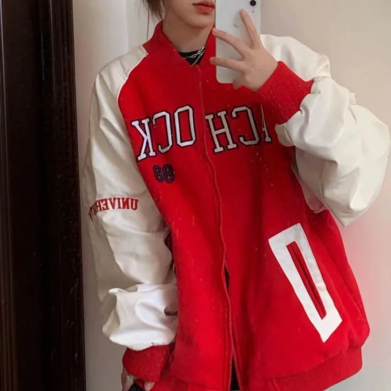 Baseball Jacekt Women Original Trendy Off Shoulder Sleeve Suit Zipper Printed Couple Tweed Leather Patchwork Loose Vintage Coat
Baseball Jacekt Women Original Trendy Off Shoulder Sleeve Suit Zipper Printed Couple Tweed Leather Patchwork Loose Vintage Coat