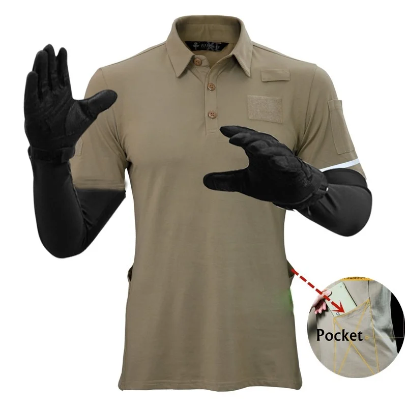 Summer Tactical T-shirt Security Uniform Men Slim Lapel Short Sleeve Pullover Tops Outdoor Military Fans Training Sports T Shirt
Summer Tactical T-shirt Security Uniform Men Slim Lapel Short Sleeve Pullover Tops Outdoor Military Fans Training Sports T Shirt