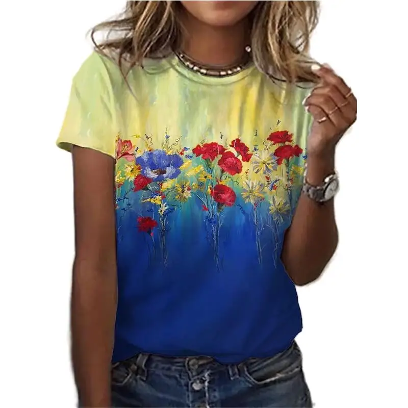 Summer Women's Fashion Street Color Short Sleeve T-shirt Beautiful Floral 3D Print Abstract Pattern Comfortable T-shirt Yk2 Tops
Summer Women's Fashion Street Color Short Sleeve T-shirt Beautiful Floral 3D Print Abstract Pattern Comfortable T-shirt Yk2 Tops