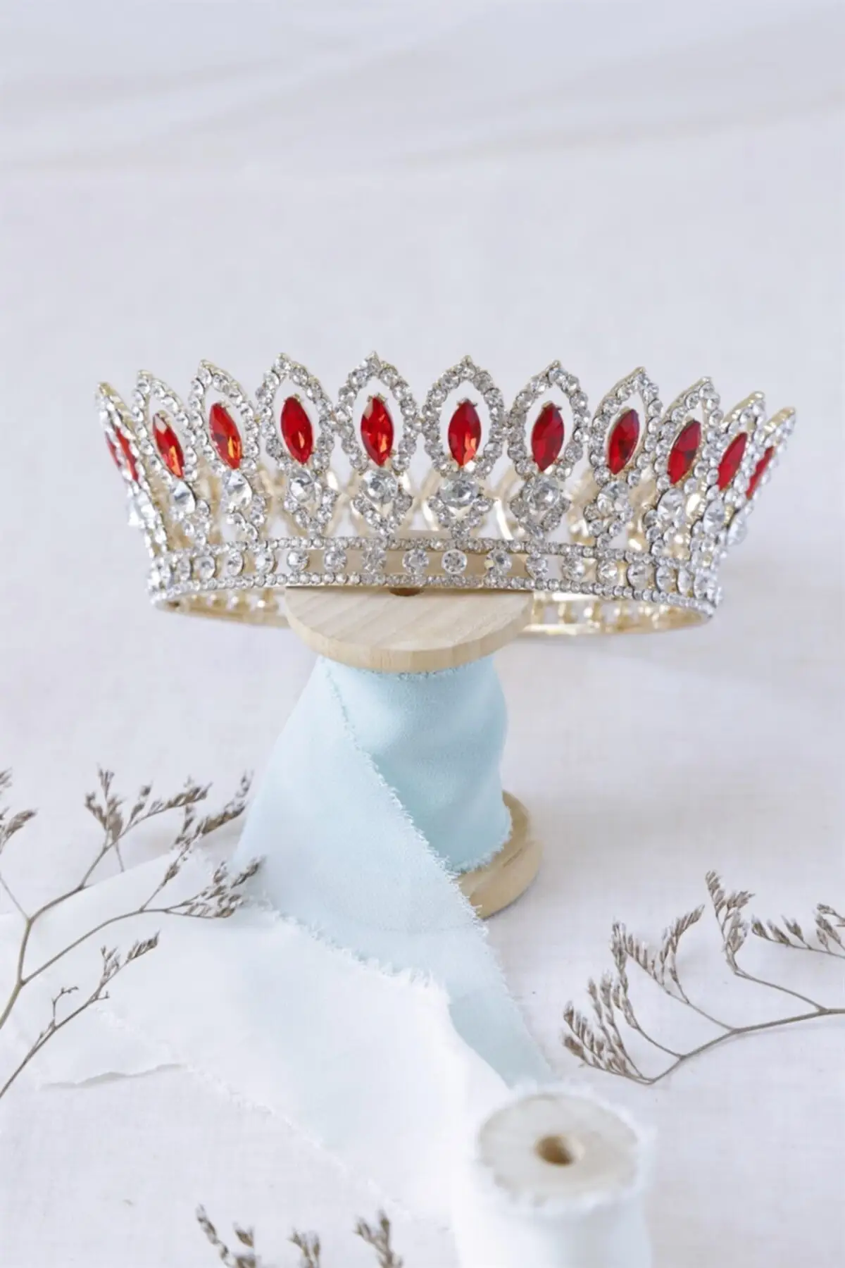 Bridal Accessories Bridal And Crown With Red Stones Wedding Handmade For Bride And Bride 
Bridal Accessories Bridal And Crown With Red Stones Wedding Handmade For Bride And Bride