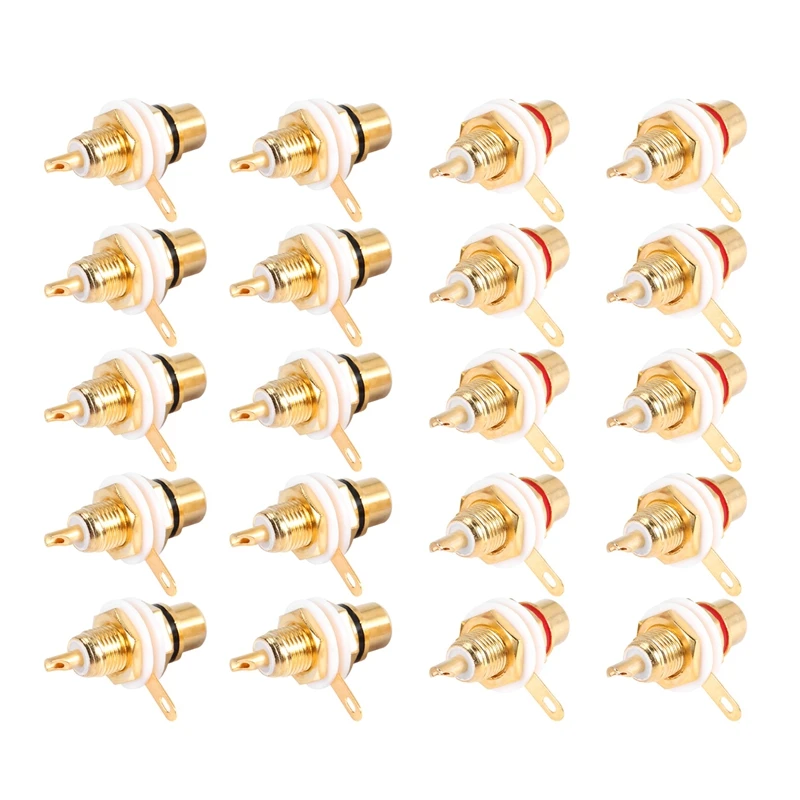 20Pcs Gold Plated RCA Terminal Jack Plug Female Socket Chassis Panel Connector For Amplifier Speaker
20Pcs Gold Plated RCA Terminal Jack Plug Female Socket Chassis Panel Connector For Amplifier Speaker