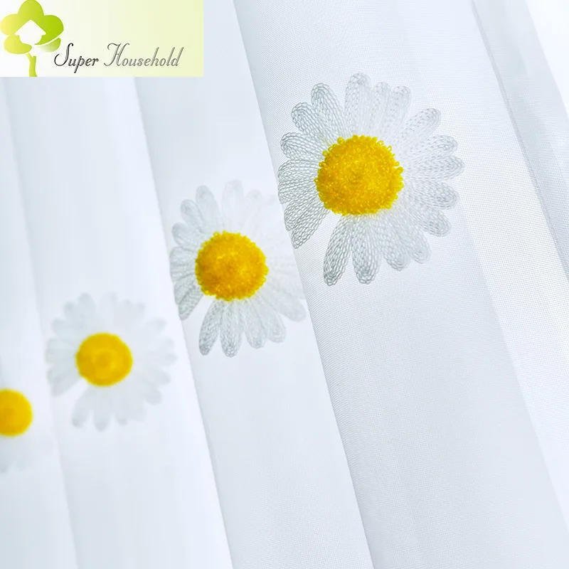 White Small Daisy with Yellow Flower Heart Window Screen Curtains for Living Room Elegant Embroidered Tulle Balcony Drapes
White Small Daisy with Yellow Flower Heart Window Screen Curtains for Living Room Elegant Embroidered Tulle Balcony Drapes