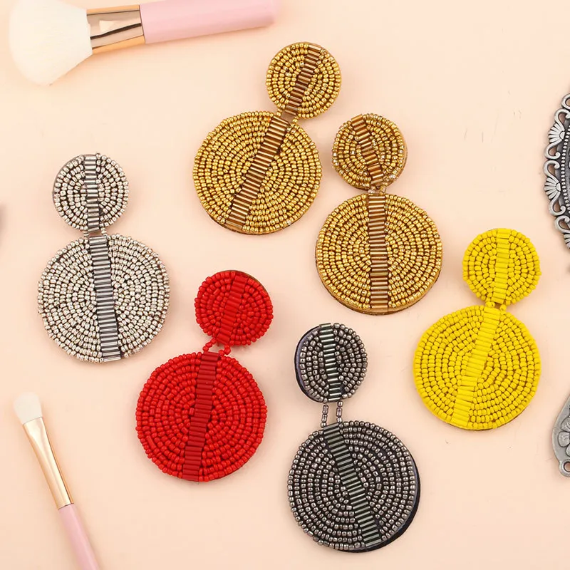 Богемные массивные серьги, бусины, серьги-капли, бусины, бусины ручной работы, кисточки, висячие серьги в богемном стиле, Свадебная и вечерня...