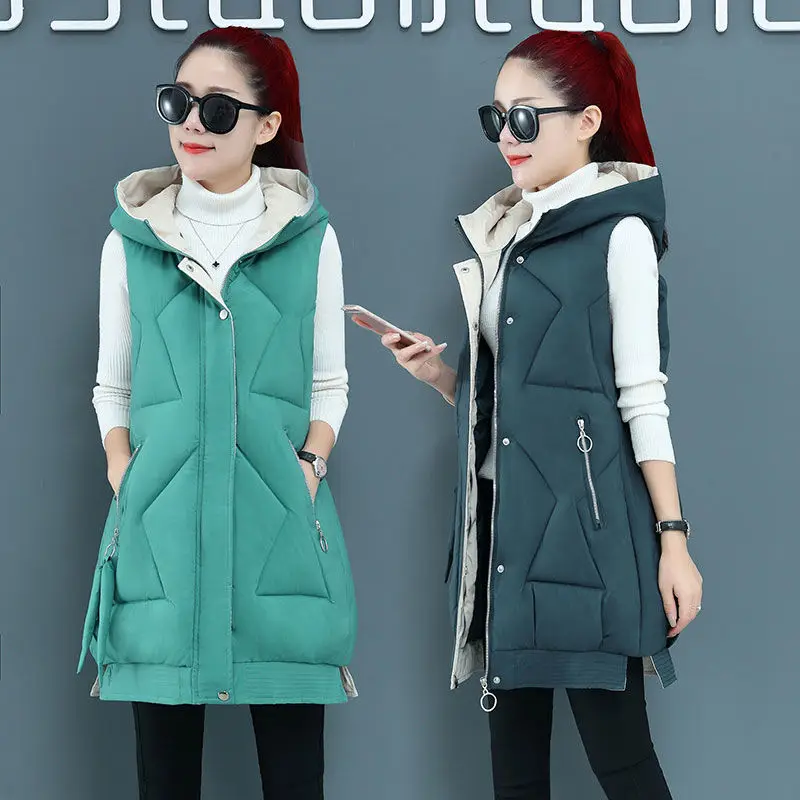 Woman Jacket Vests Autumn Winter Cotton-Padded Coat Vest Female Winter Warm Hooded Cotton Jackets for Women Chaleco Mujer Q125
Woman Jacket Vests Autumn Winter Cotton-Padded Coat Vest Female Winter Warm Hooded Cotton Jackets for Women Chaleco Mujer Q125