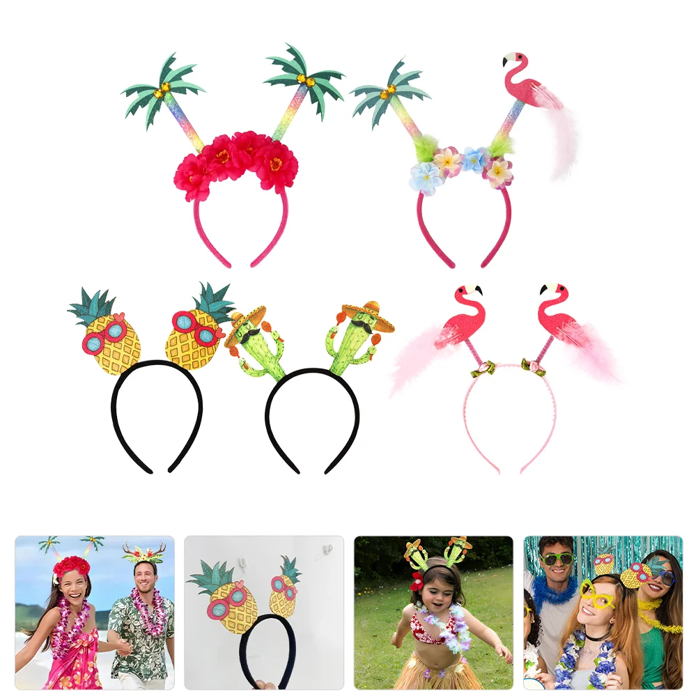 

Hawaiian Party Head Boppers Palm Tree Pineapple Flamingo Cactus Flower Headband Tropical Headpiece Costume Hair
