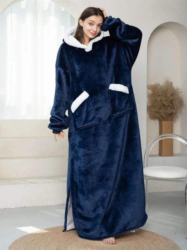 Winter Long Flannel Bathrobe Home Wear Clothes TV Blanket Hooded Outdoor Cold Proof Nightdress Warm Bath Robes Pajamas
Winter Long Flannel Bathrobe Home Wear Clothes TV Blanket Hooded Outdoor Cold Proof Nightdress Warm Bath Robes Pajamas