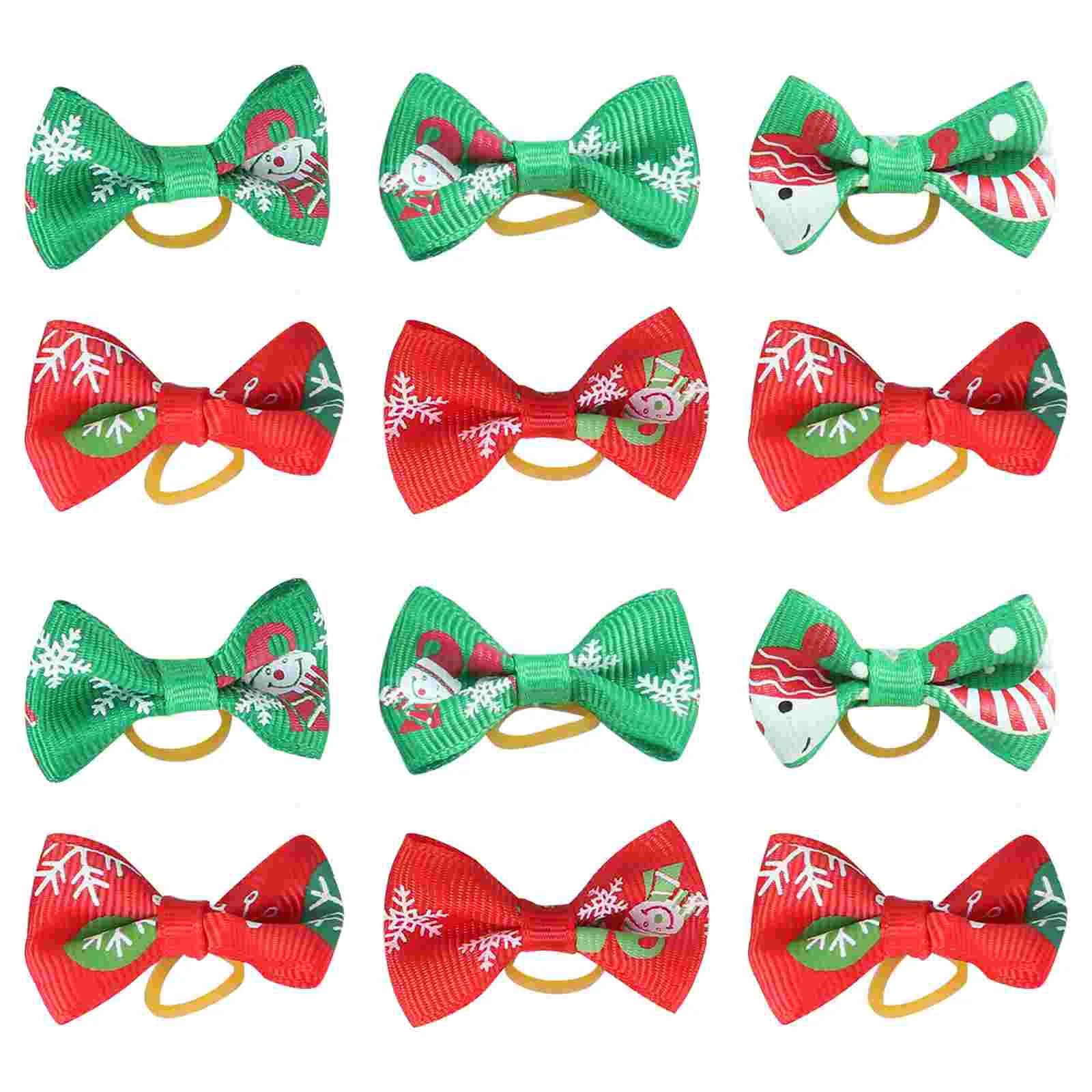 

50pcs Christmas Pets Hair Bows with Rubber Band Headress Elastic Topknots for Puppy Cat Mixed Style