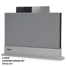 4pcs Cutting Board Set With Storage Kitchen Plastic Chopping Block Non-slip Marble Coating Anti Bacterium Fiber Mats