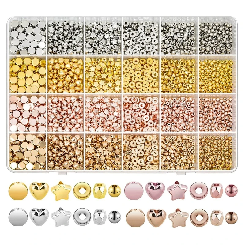 2160 Pieces Spacer Beads Set Various Shapes Bracelet Beads Heart Round Beads 124A
2160 Pieces Spacer Beads Set Various Shapes Bracelet Beads Heart Round Beads 124A