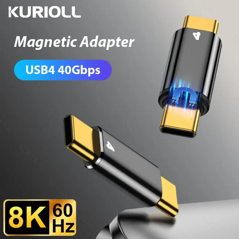 USB 4 Magnetic Adapter USB C to Type C Converter Thunderbol4 8K@60Hz 40Gbps PD 100W 5A Fast Charging For Macbook Pro
USB 4 Magnetic Adapter USB C to Type C Converter Thunderbol4 8K@60Hz 40Gbps PD 100W 5A Fast Charging For Macbook Pro