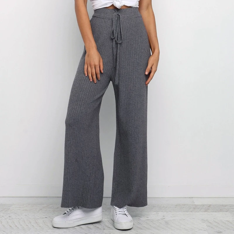 Women's Solid Color Wide-leg Pants, Elegant Casual Loose Knit Drawstring Trousers, Ladies Fashion High-waist Straight-leg Pants
Women's Solid Color Wide-leg Pants, Elegant Casual Loose Knit Drawstring Trousers, Ladies Fashion High-waist Straight-leg Pants