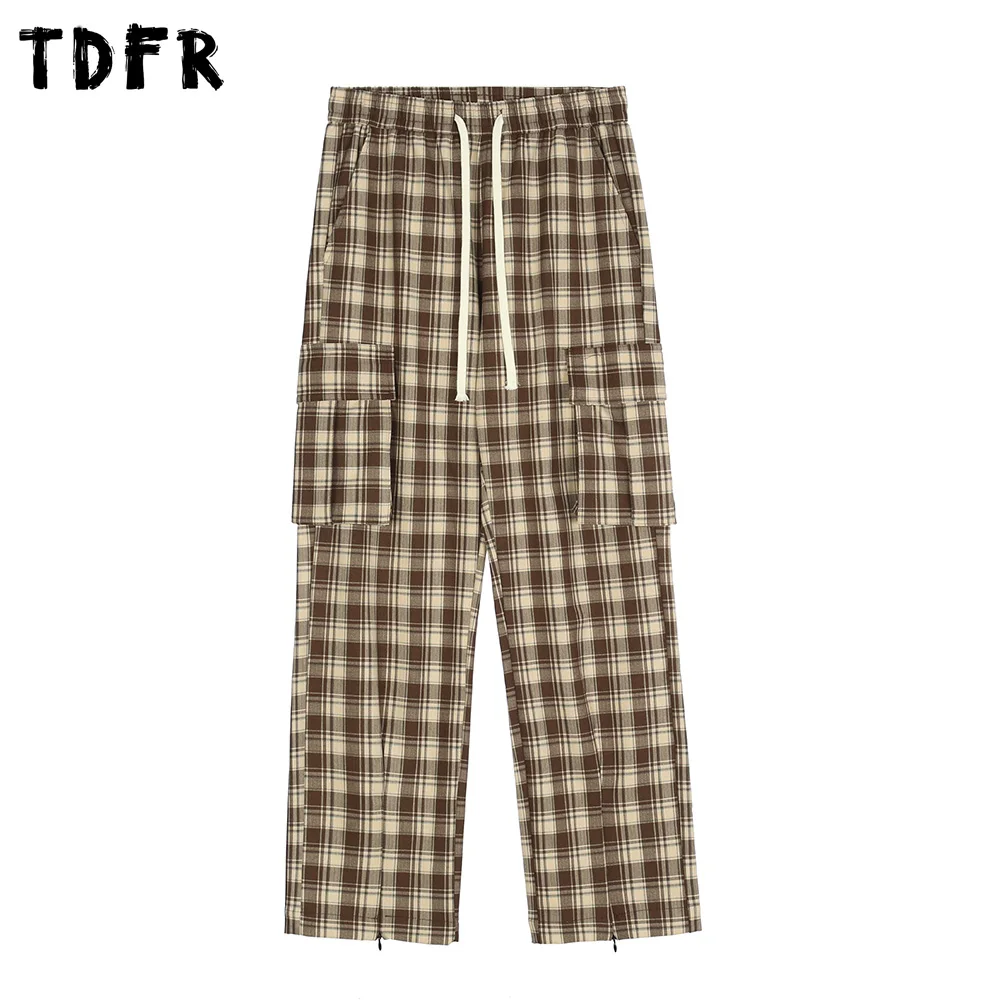 Plaid Cargo Pants Mens Pocket Retro Casual Drawstring Elastic Waist Loose Straight Wide Leg Casual Pants Trousers
Plaid Cargo Pants Mens Pocket Retro Casual Drawstring Elastic Waist Loose Straight Wide Leg Casual Pants Trousers