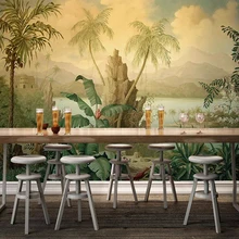 Custom 3D Wallpaper Art Wall Mural European Style Retro Landscape Oil Painting Tropical Rainforest Banana Coconut Tree Wallpaper