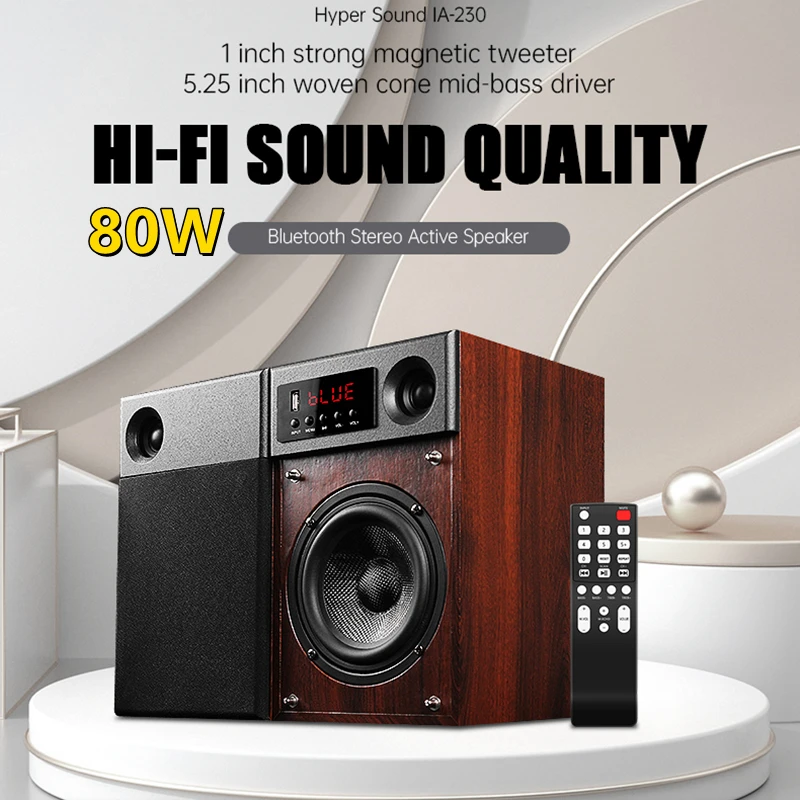 80W Wooden Desktop 2.0 HiFi Stereo Active Style Bluetooth Speaker Home Theatre Subwoofer With Karaoke Function TV Computer Audio
80W Wooden Desktop 2.0 HiFi Stereo Active Style Bluetooth Speaker Home Theatre Subwoofer With Karaoke Function TV Computer Audio