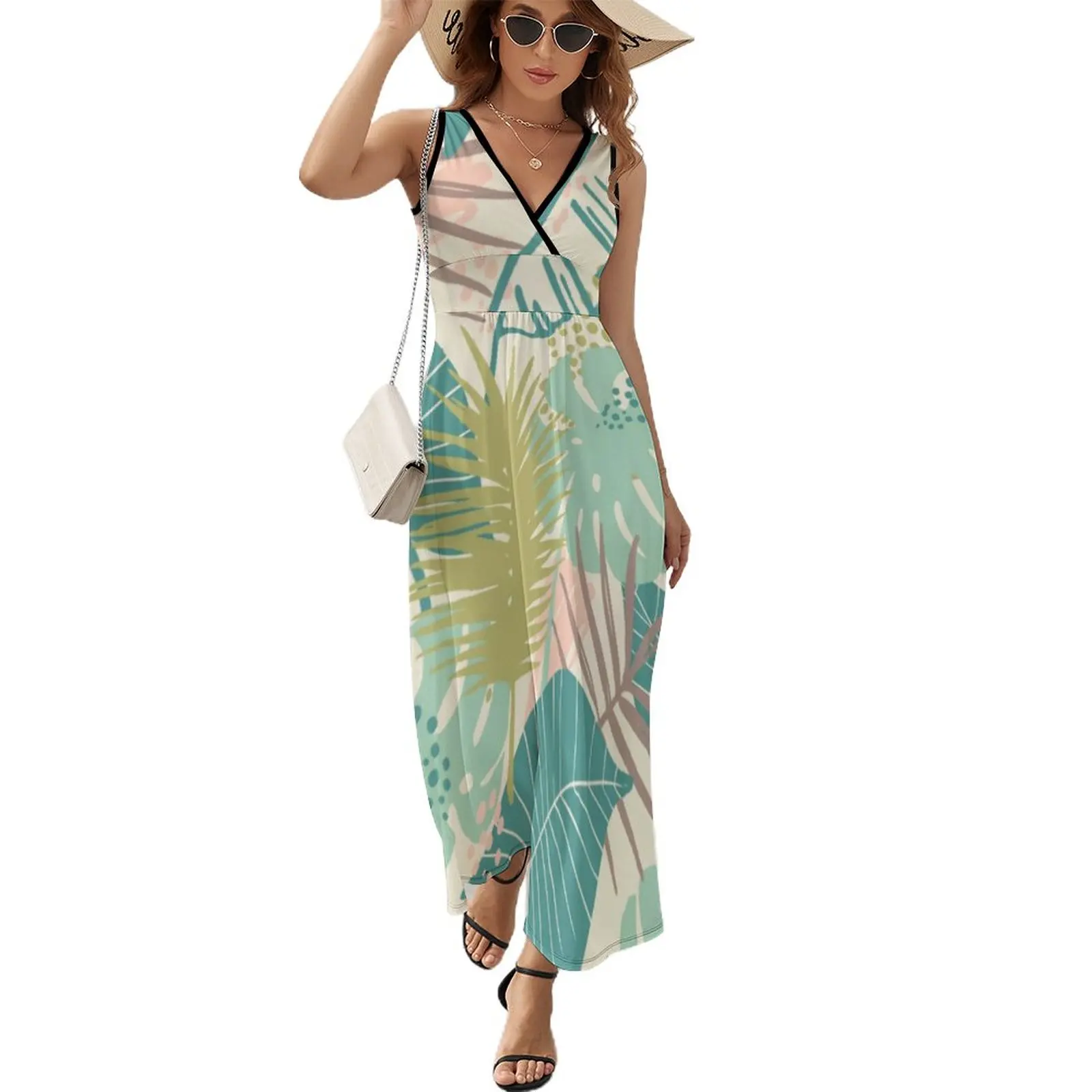Colorful Tropical Dress Summer Abstract Leaf Print Simple V Neck Boho Beach Long Dresses Female High Waist Retro Cute Maxi Dress
Colorful Tropical Dress Summer Abstract Leaf Print Simple V Neck Boho Beach Long Dresses Female High Waist Retro Cute Maxi Dress