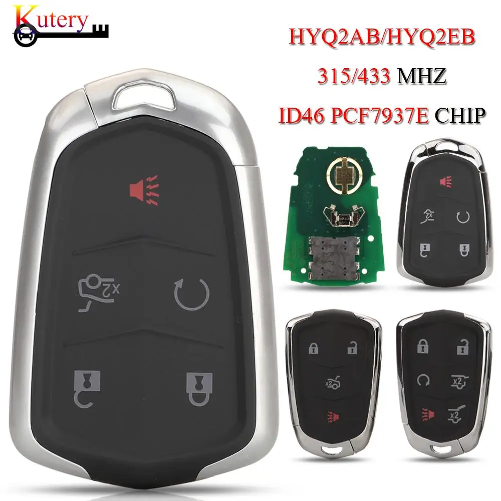 

Jingyuqin HYQ2AB HYQ2EB дистанционный умный Автомобильный ключ для Cadillac Escalade ESV ATS CTS SRX XTS 315/433 МГц ID46 PCF7937E 4/5/6 кнопки