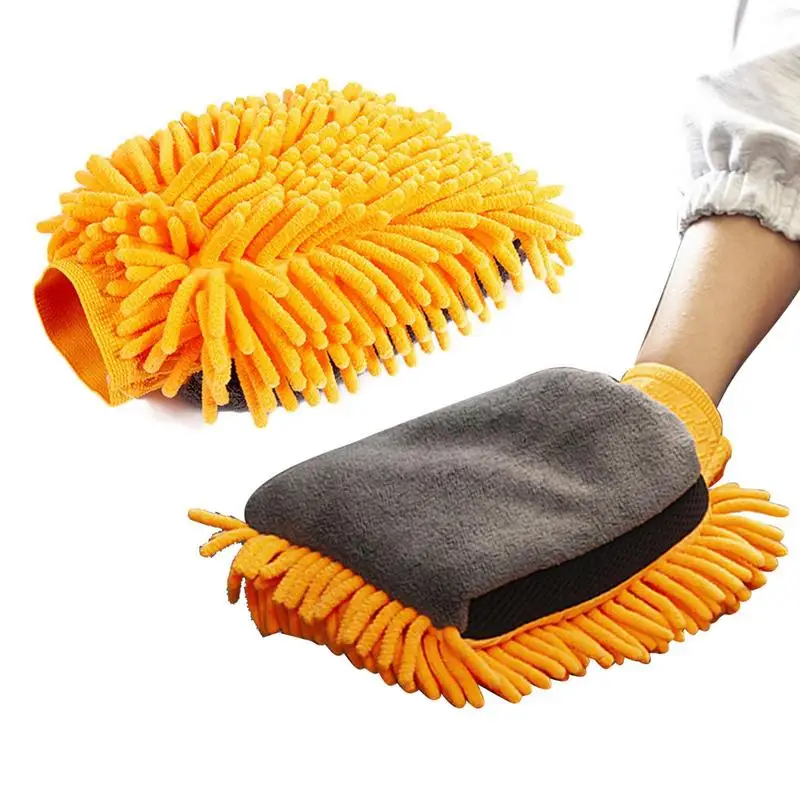 

Double-faced Gloves Efficiently Cleaning Car Body Detailing Washing Mitt Chenille Thickened Coral Velvet Auto Care Accessories