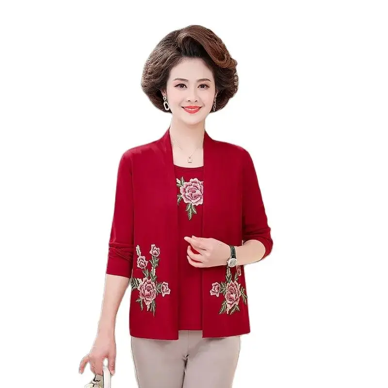 Spring Summer Autumn T Shirt Top Female Middle-Aged Elderly Mother Embroidered Coat @ T-Shirt 2 Piece Set Women Bottoming Shirt
Spring Summer Autumn T Shirt Top Female Middle-Aged Elderly Mother Embroidered Coat @ T-Shirt 2 Piece Set Women Bottoming Shirt
