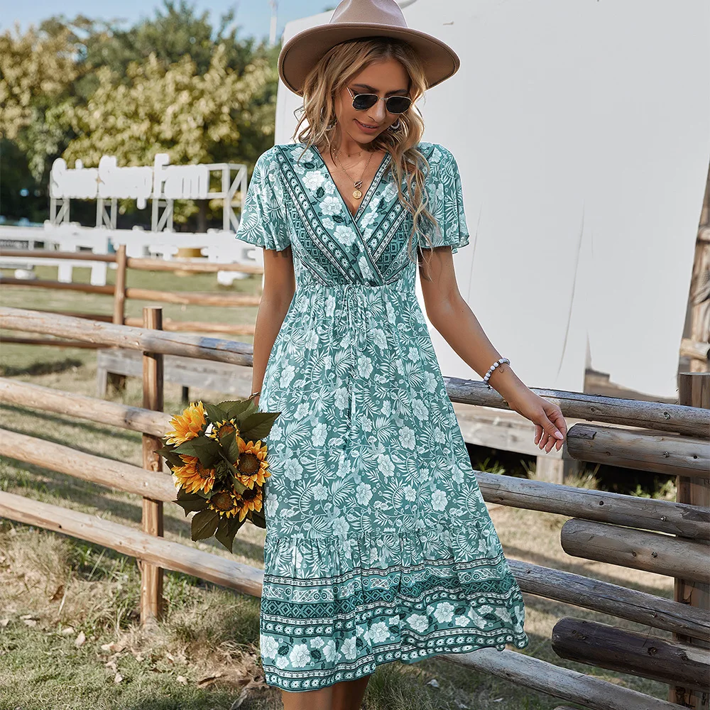 Summer Beach Long Dress Women Casual Floral Maxi Dress Elegant V Neck 2022 New Fashion Women Dress Vestidos Party Weddings
Summer Beach Long Dress Women Casual Floral Maxi Dress Elegant V Neck 2022 New Fashion Women Dress Vestidos Party Weddings