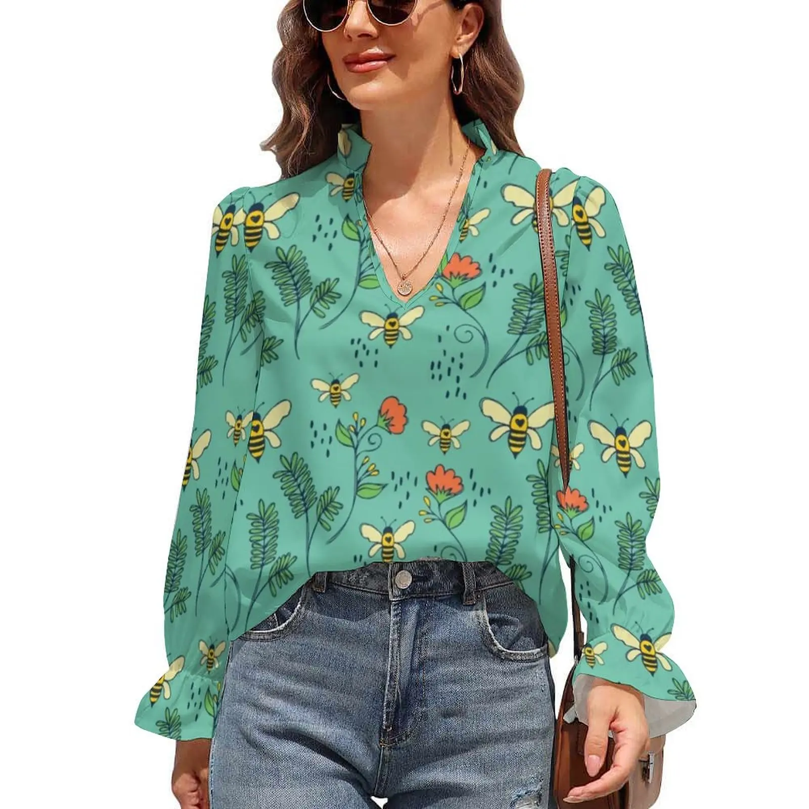Cute Flying Bees Blouse Red Floral Print Street Style Chiffon Blouses Autumn V Neck Long Sleeve Aesthetic Shirt Woman Clothing
Cute Flying Bees Blouse Red Floral Print Street Style Chiffon Blouses Autumn V Neck Long Sleeve Aesthetic Shirt Woman Clothing