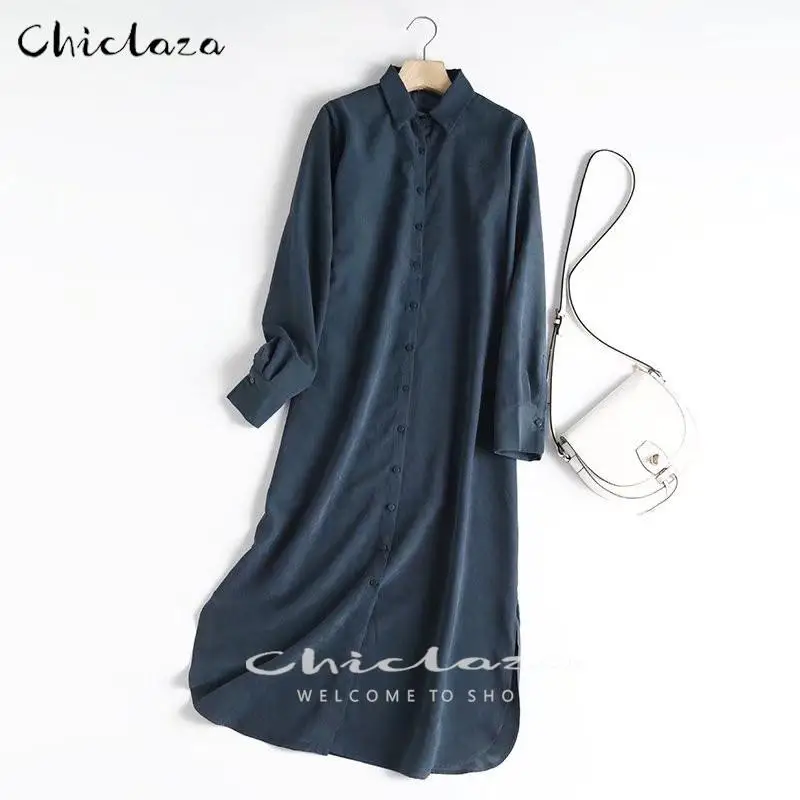 CHICLAZA 2022 Spring Autumn Women Fashion High Quality Blue Loose Shirt Dress Ladies Leisure Long Sleeve Office Midi Dresses
CHICLAZA 2022 Spring Autumn Women Fashion High Quality Blue Loose Shirt Dress Ladies Leisure Long Sleeve Office Midi Dresses