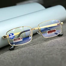 Metal Large Frame Anti Blue Reading Glasses High-end High-definition Presbyopia Glasses for Men Women Presbyopia Eyewear 50-600