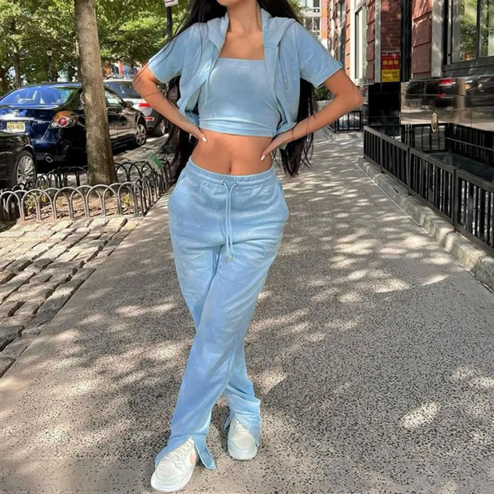 3 Pcs/Set Trendy Stretchy Waist Three-pieced Vest Jacket Pants Set Fall Vest Pants Suit Drawstring Waist-exposed
3 Pcs/Set Trendy Stretchy Waist Three-pieced Vest Jacket Pants Set Fall Vest Pants Suit Drawstring Waist-exposed