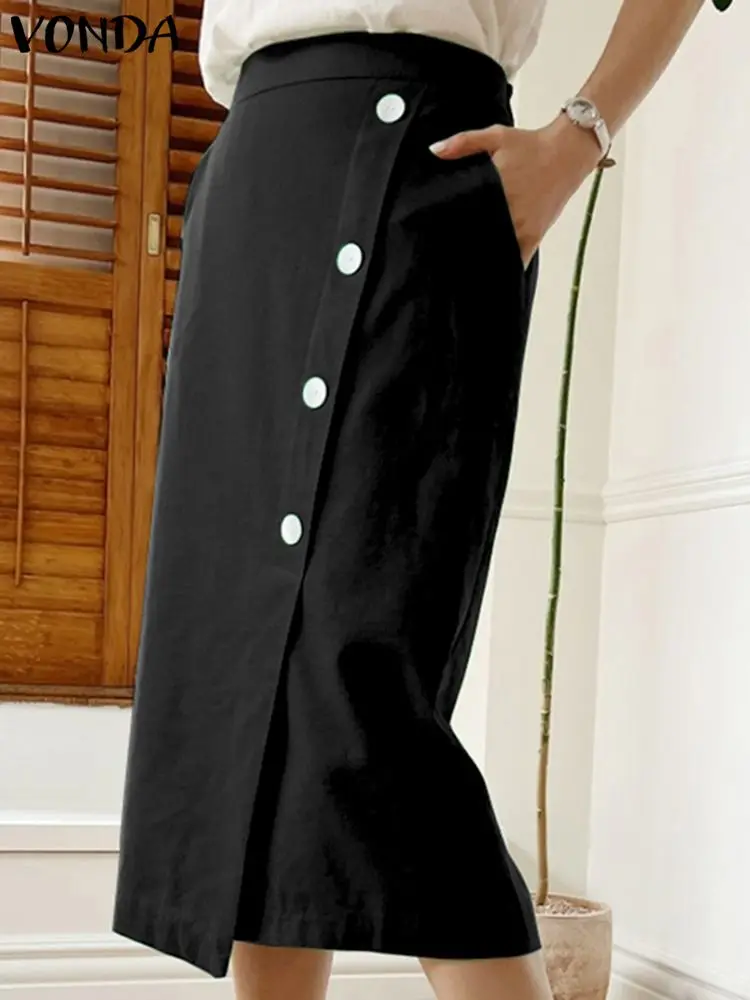 Oversize Elegant Summer Skirt 2023 VONDA Women Midi Skirts High Waist Pockets Party Solid Color Loose Bottoms Buttons Long Skirt
Oversize Elegant Summer Skirt 2023 VONDA Women Midi Skirts High Waist Pockets Party Solid Color Loose Bottoms Buttons Long Skirt