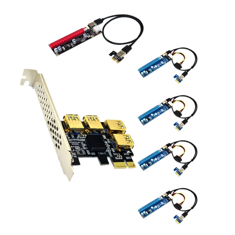 PCI-E 1 To 4 USB3.0 Expansion Card+4Xlarge 4Pin Extension Cable+6Pin Card Extension Cable Adapter Card For BTC Mining
PCI-E 1 To 4 USB3.0 Expansion Card+4Xlarge 4Pin Extension Cable+6Pin Card Extension Cable Adapter Card For BTC Mining