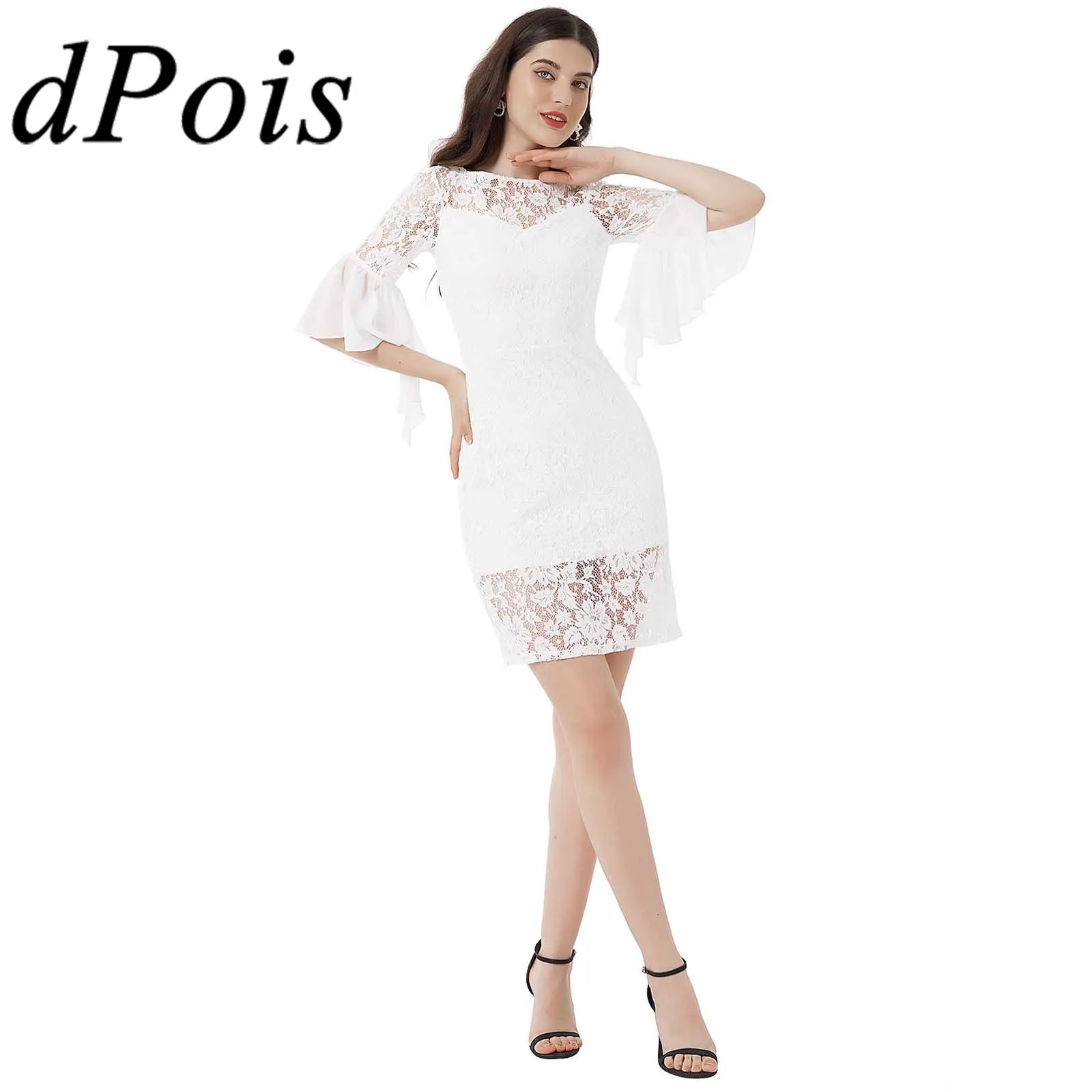 Elegant Women's Dress White Half Sleeve Hollow Floral Lace Dresses for Evening Wedding Party Dress Prom Gown Vestido De Fiesta
Elegant Women's Dress White Half Sleeve Hollow Floral Lace Dresses for Evening Wedding Party Dress Prom Gown Vestido De Fiesta