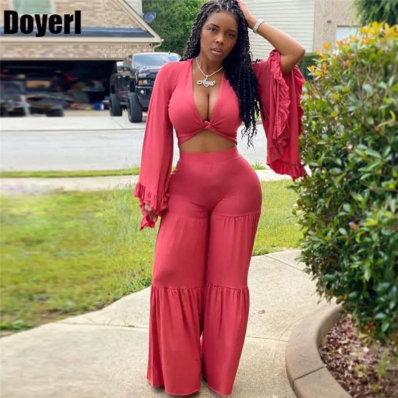 Elegant Loose 2 Piece Sets Womens Outfits Vacation V-Neck Ruffles Flare Sleeve Crop Top and Wide Leg Pants Suits Matching Sets
Elegant Loose 2 Piece Sets Womens Outfits Vacation V-Neck Ruffles Flare Sleeve Crop Top and Wide Leg Pants Suits Matching Sets